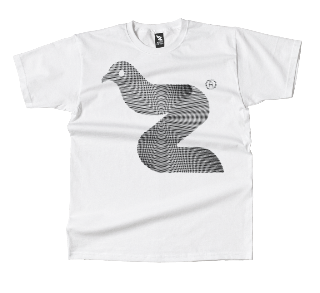 Bird Z Tee — White (Halftone)